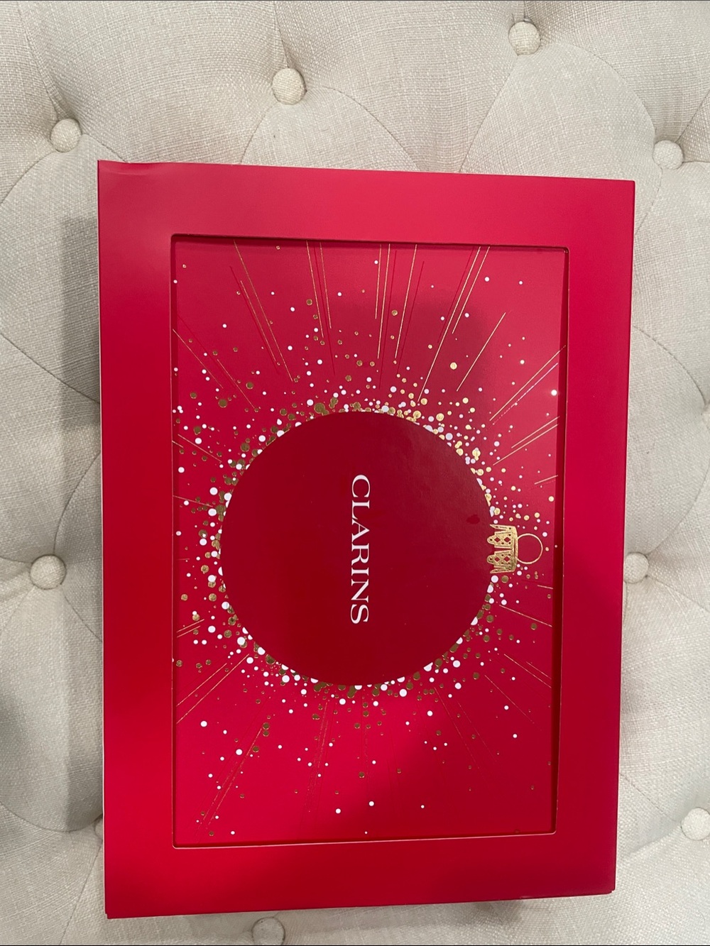 Clarins Red Frame with Gold Accent Holiday Art